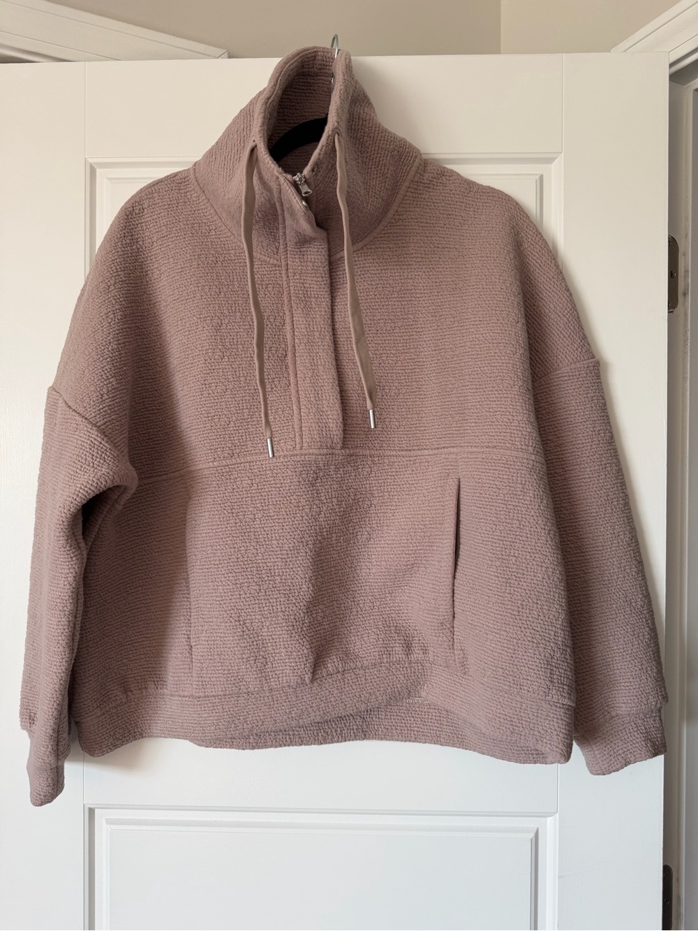 Calia Taupe Half-Zip Funnel Neck Sweater